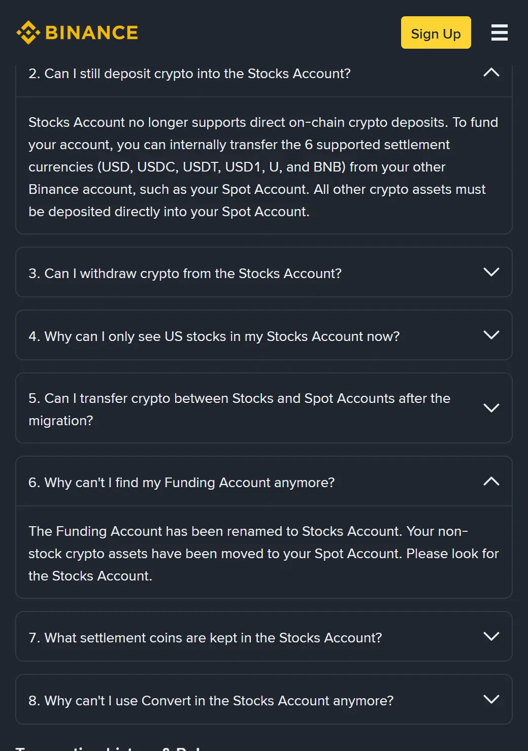 Binance FAQ: Stocks данс сүлжээнээс шууд цэнэглэхийг дэмжихээ больсон бөгөөд Funding данс Stocks данс болж нэршсэн гэсэн хариултууд