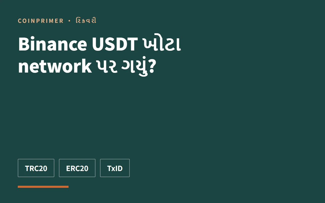Binance USDT ખોટા network પર ગયું?